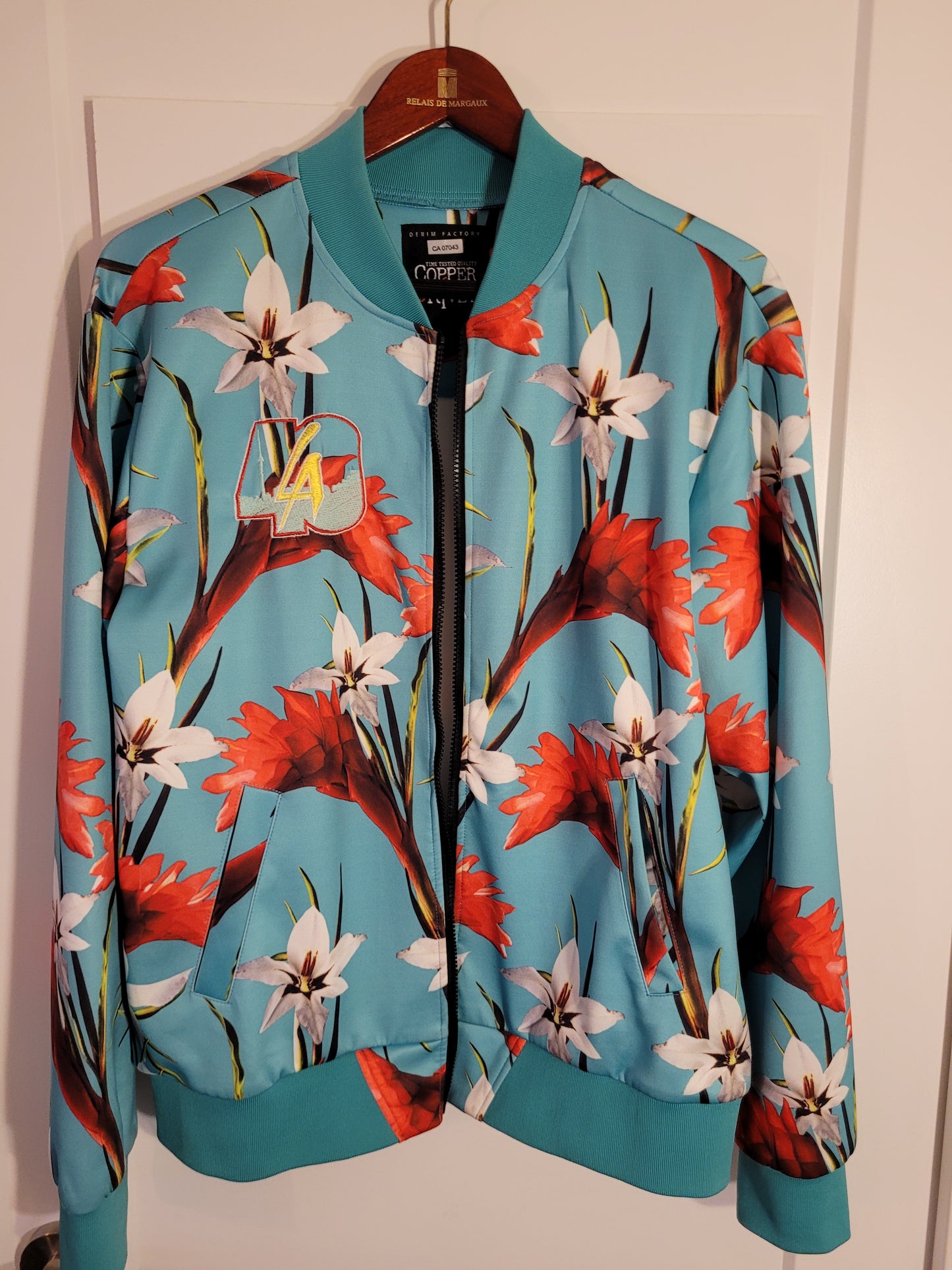 La40 Custom Designer Fall Flower Jacket, Large Mens
