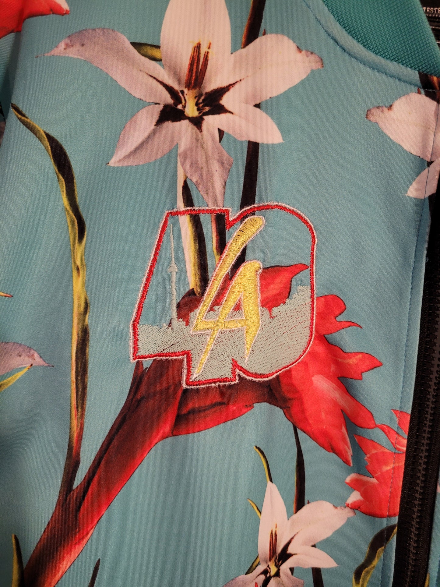 La40 Custom Designer Fall Flower Jacket, Large Mens