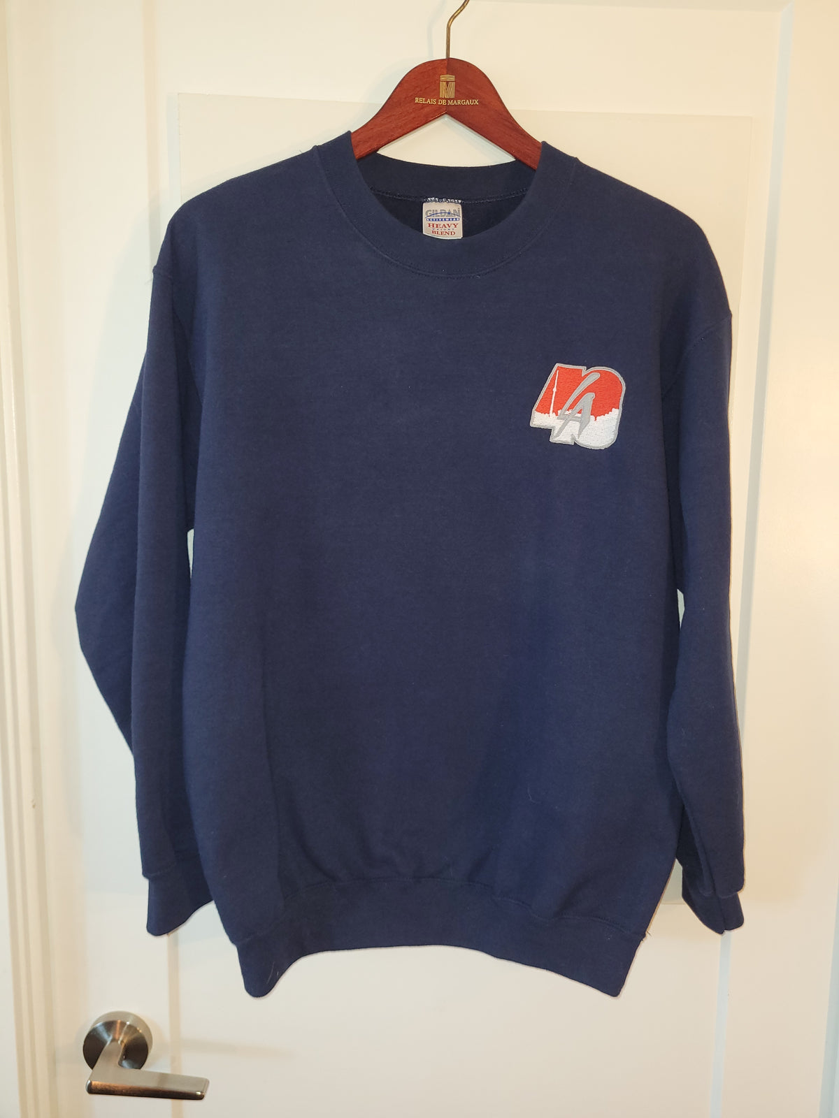LA40 Custom Designer Crew Neck Sweater Blue Medium M