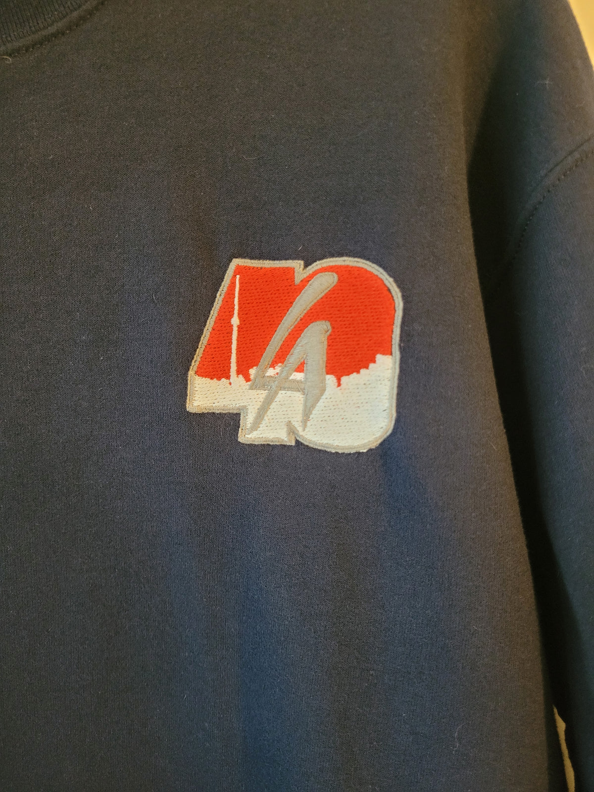 LA40 Custom Designer Crew Neck Sweater Blue Medium M